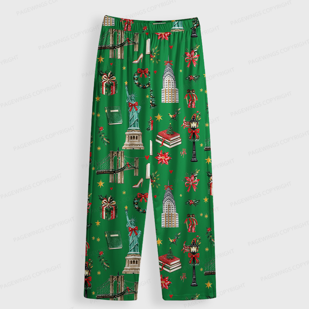 Pagewings Christmas Reading Unisex Button-Up Pajama Set