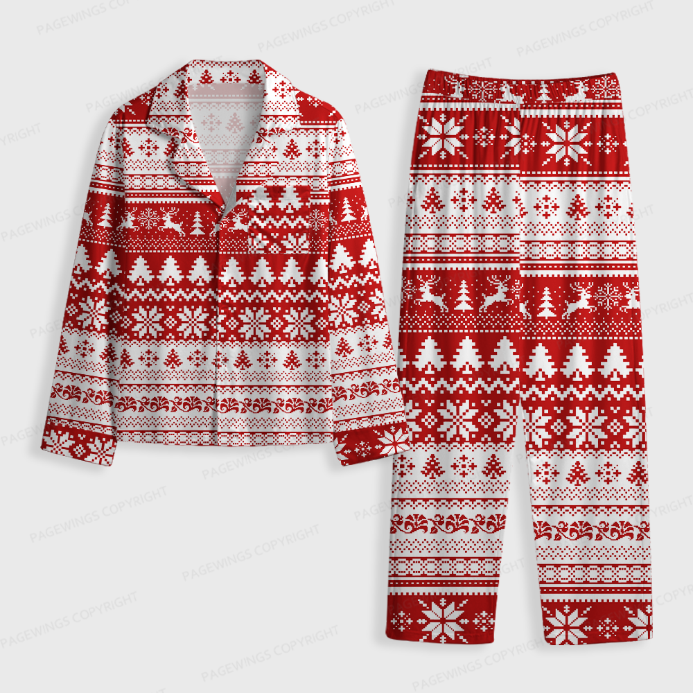 Pagewings Christmas Reading Unisex Button-Up Pajama Set