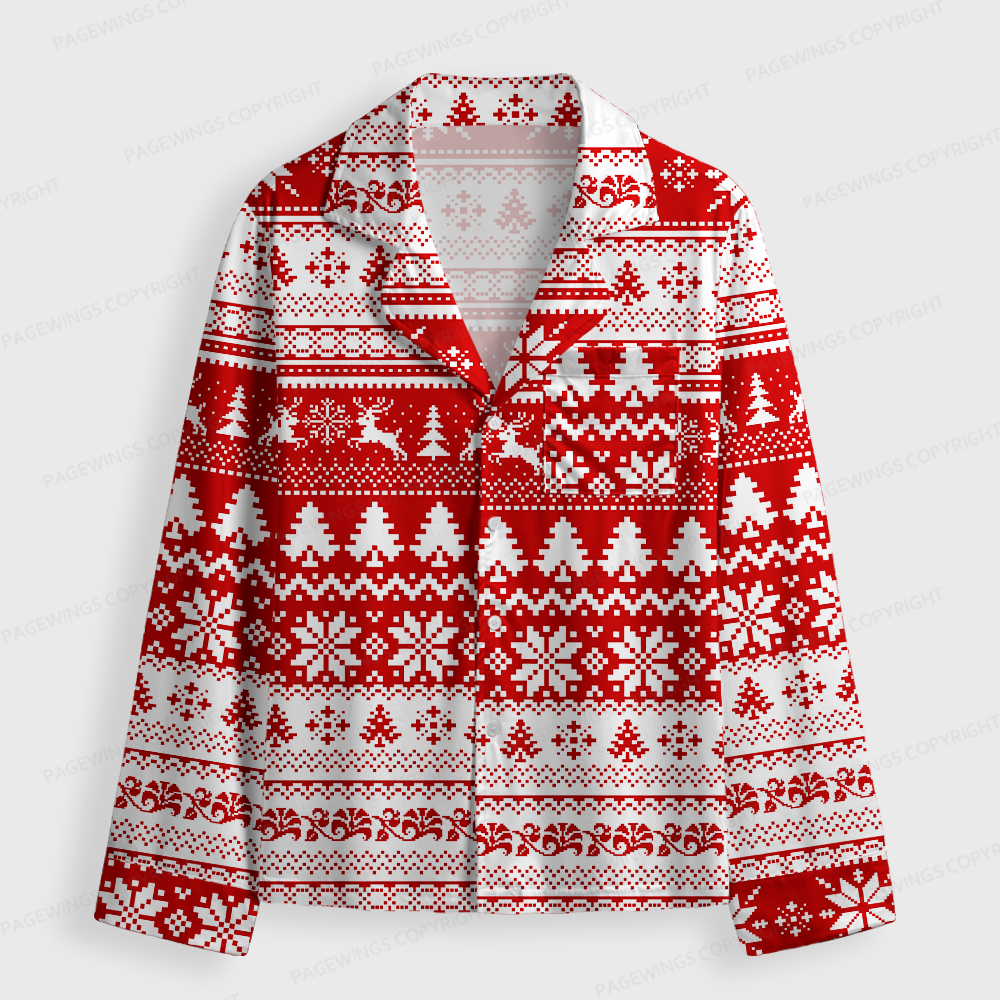 Pagewings Christmas Reading Unisex Button-Up Pajama Set