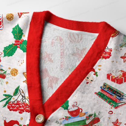 Pagewings Christmas Bookish Light Knit Unisex Cardigan Sweaters