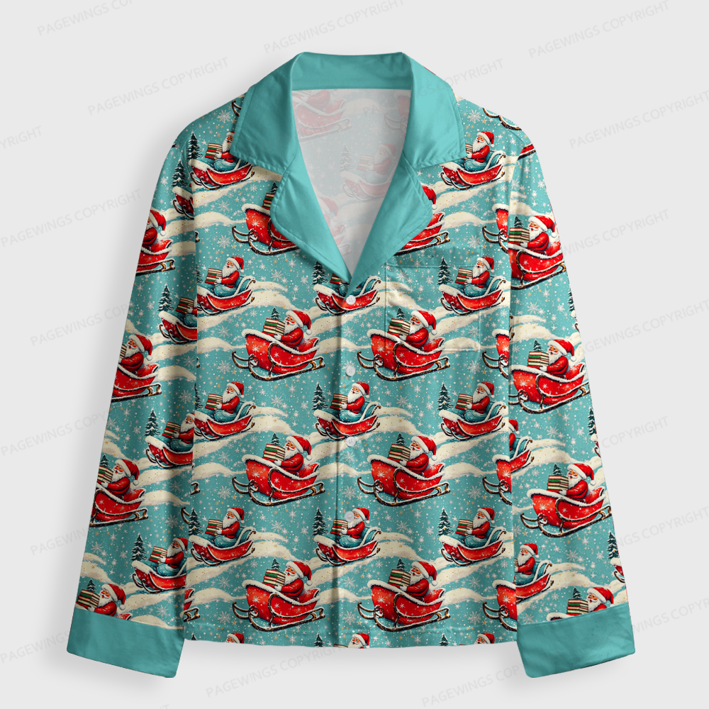 Pagewings Santa Claus Unisex Button-Up Pajama Set