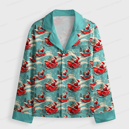 Pagewings Santa Claus Unisex Button-Up Pajama Set