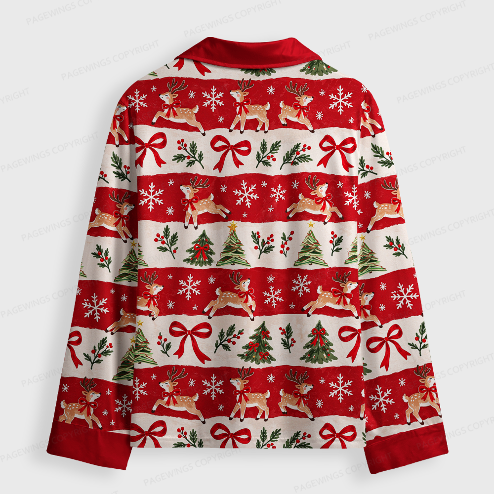 Pagewings Christmas Bookish Unisex Button-Up Pajama Set