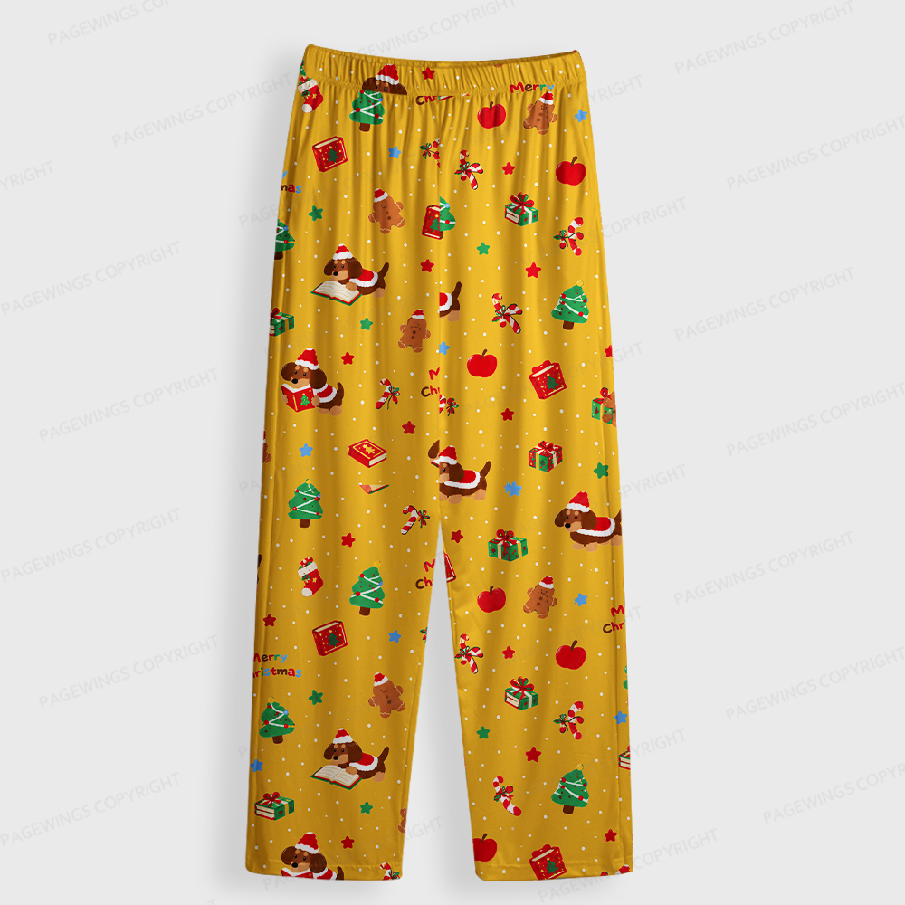 Pagewings Christmas Bookish Unisex Button-Up Pajama Set
