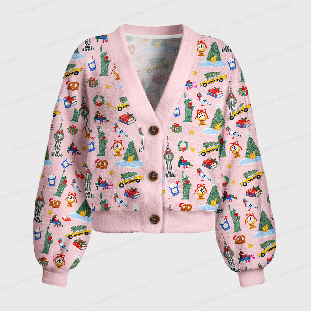 Pagewings Christmas Bookish Women's Cardigan Sweater