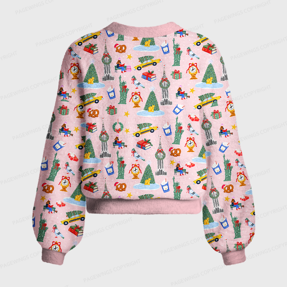 Pagewings Christmas Bookish Women's Cardigan Sweater