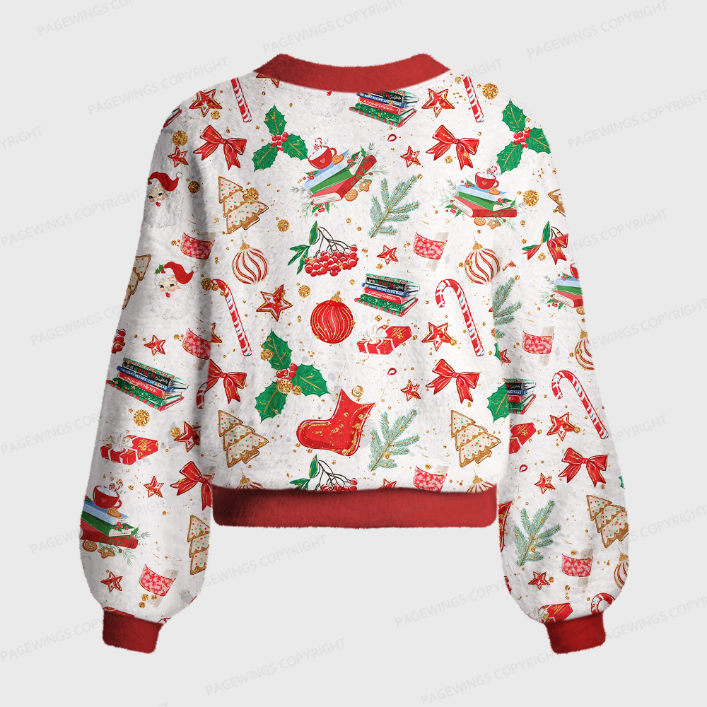 Pagewings Christmas Bookish Women's Cardigan Sweater