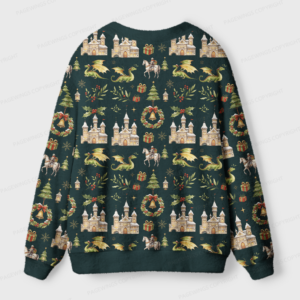 Pagewings Christmas Book Dragon Light Knit Unisex Cardigan Sweaters