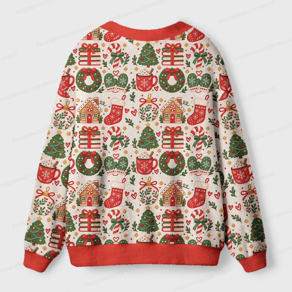 Pagewings Christmas Bookish Light Knit Unisex Cardigan Sweaters