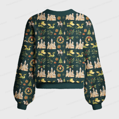Pagewings Christmas Book Dragon Women's Cardigan Sweater