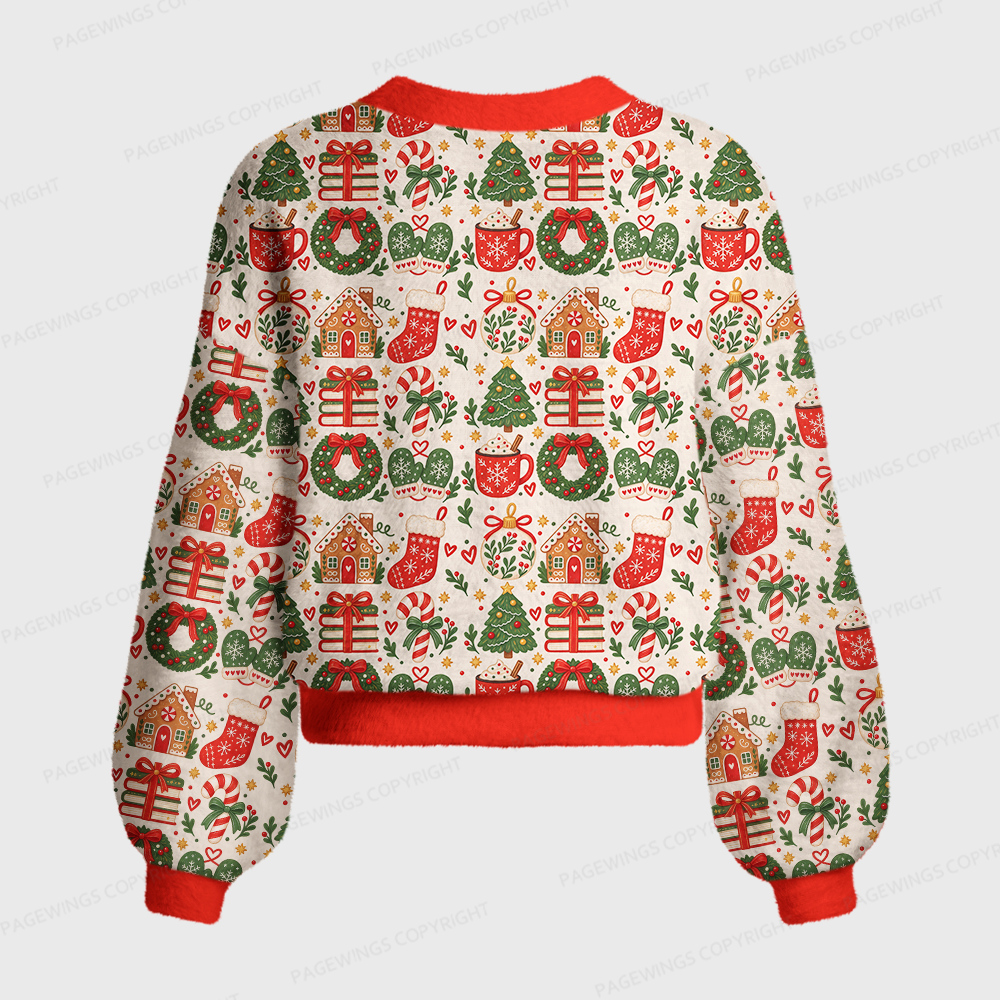 Pagewings Christmas Bookish Women's Cardigan Sweater
