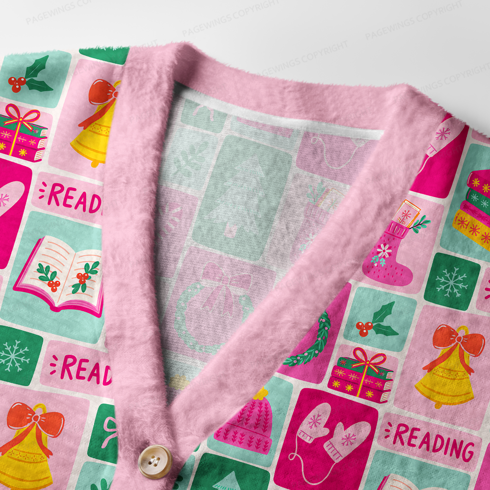 Pagewings Christmas Bookish Light Knit Unisex Cardigan Sweaters