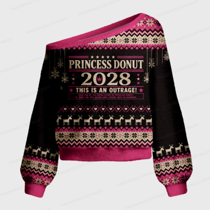 Pagewings Sci Fi Book Lover Off Shoulder Ugly Knit Sweater