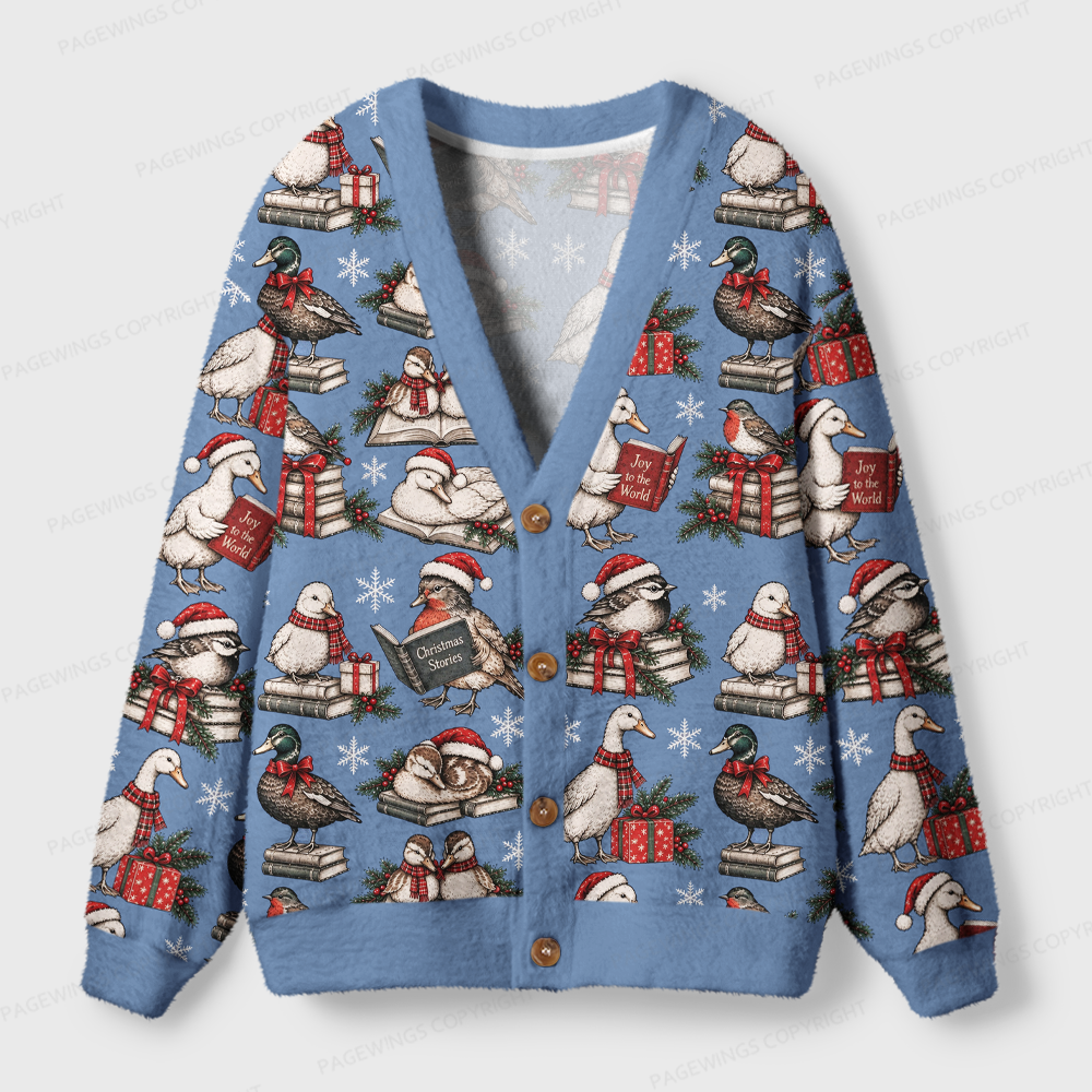 Pagewings Christmas Bookish Light Knit Unisex Cardigan Sweaters