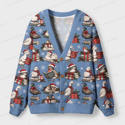Pagewings Christmas Bookish Light Knit Unisex Cardigan Sweaters