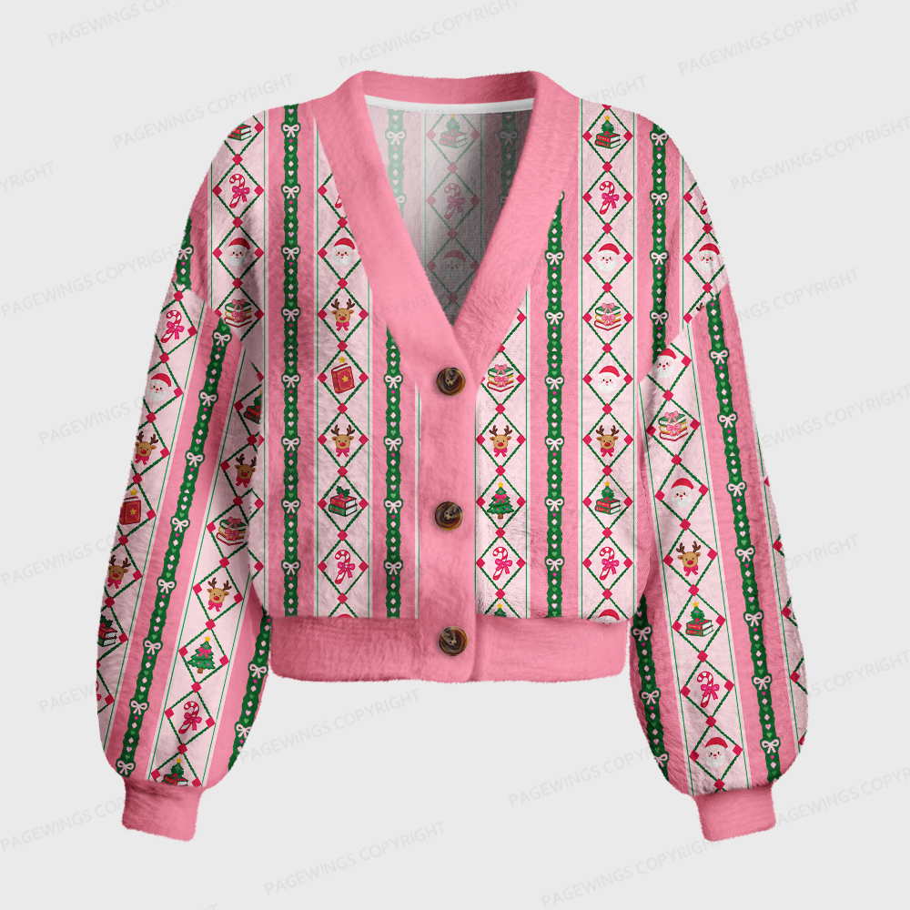Pagewings Christmas Bookish Women's Cardigan Sweater