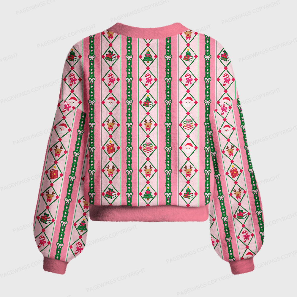 Pagewings Christmas Bookish Women's Cardigan Sweater