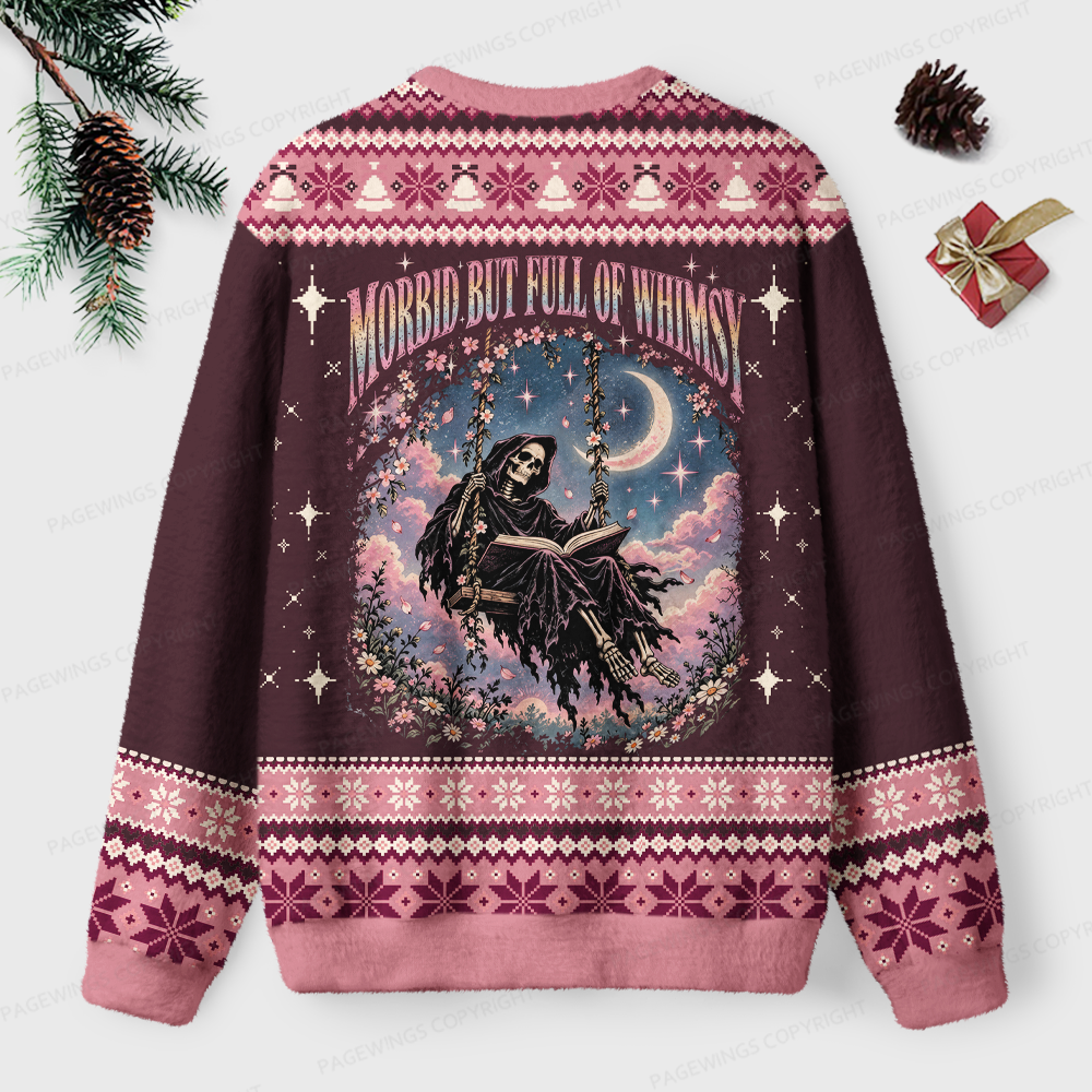 Pagewings Morbid But Full of Whimsy Unisex Ugly Light Knit Sweatshirt