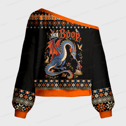 Pagewings Le Boop Off Shoulder Ugly Knit Sweater