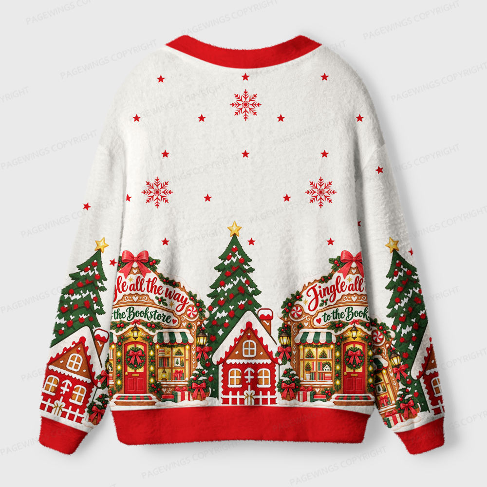 Pagewings Christmas Bookstore Light Knit Unisex Cardigan Sweaters