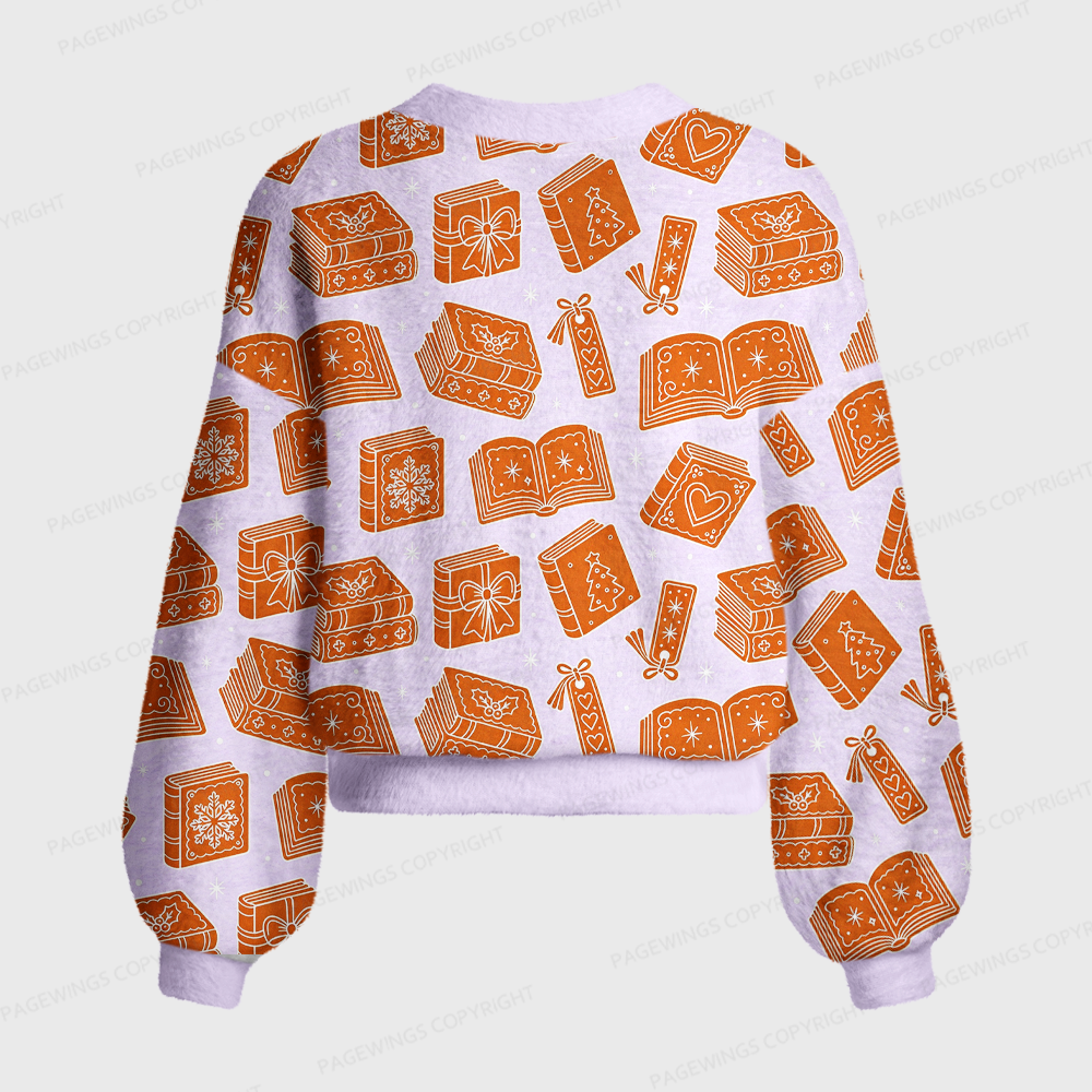 Pagewings Gingerbread Book Women's Cardigan Sweater
