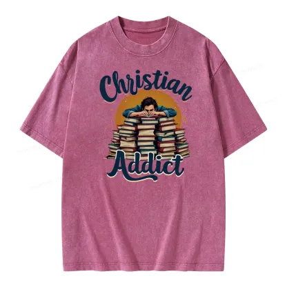 Pagewings Christian Book Addict Unisex Washed T-shirt