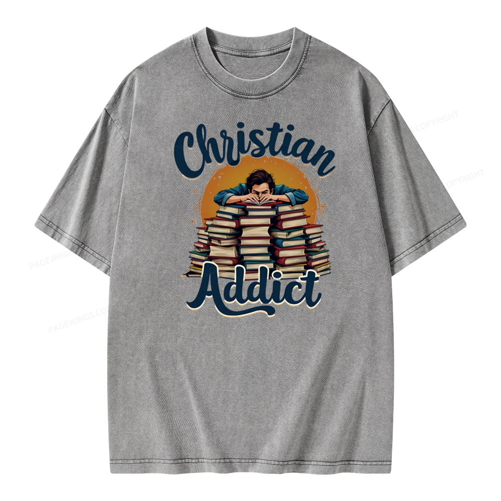 Pagewings Christian Book Addict Unisex Washed T-shirt
