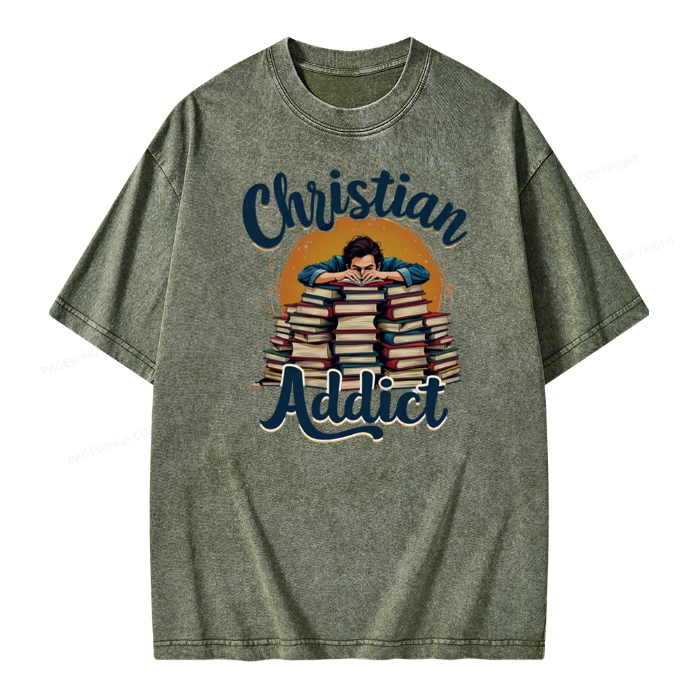 Pagewings Christian Book Addict Unisex Washed T-shirt