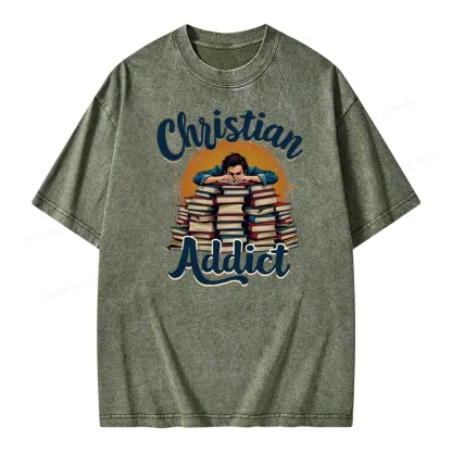 Pagewings Christian Book Addict Unisex Washed T-shirt
