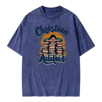 Pagewings Christian Book Addict Unisex Washed T-shirt