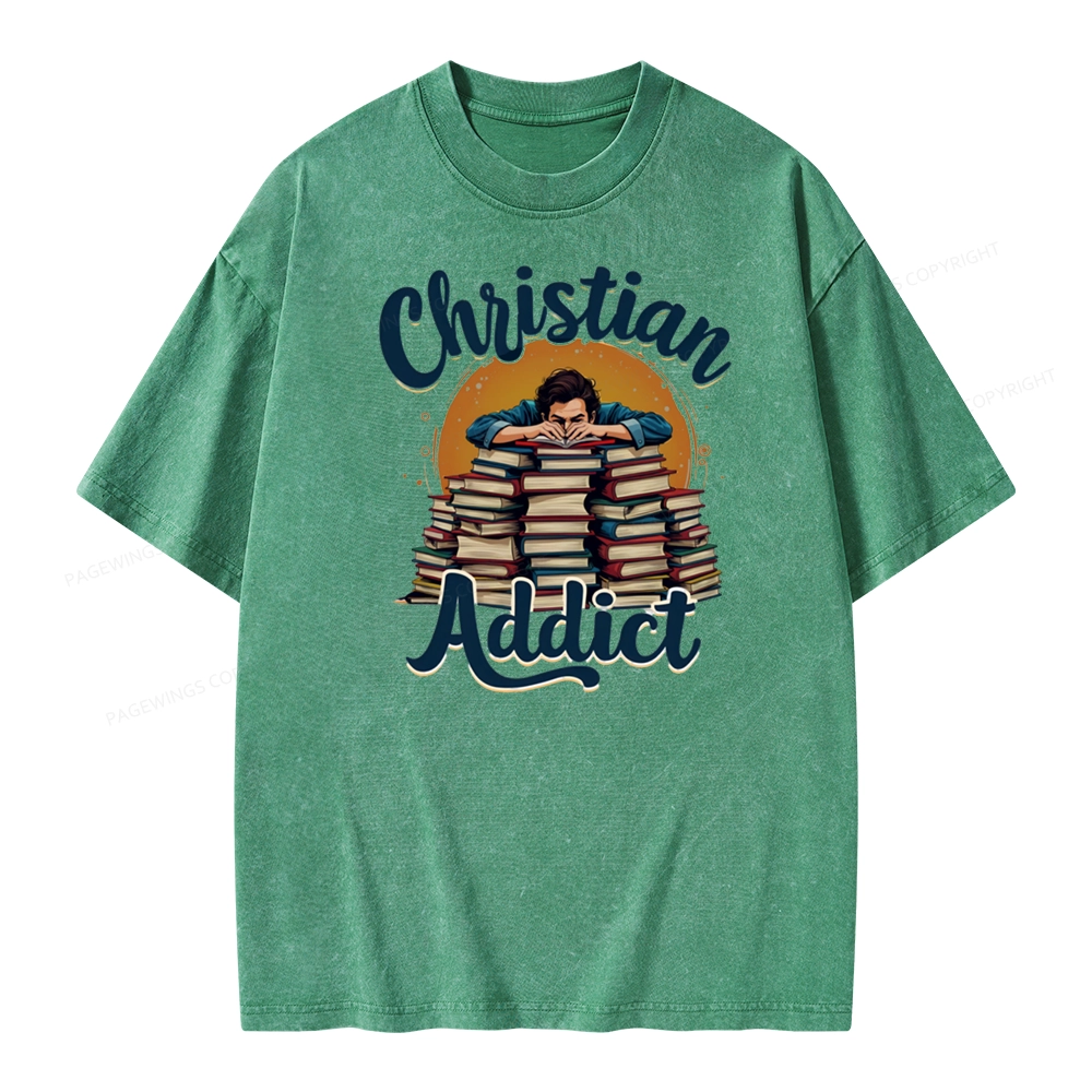 Pagewings Christian Book Addict Unisex Washed T-shirt