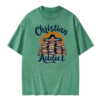 Pagewings Christian Book Addict Unisex Washed T-shirt