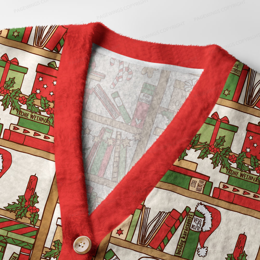 Pagewings Christmas Bookish Light Knit Unisex Cardigan Sweaters