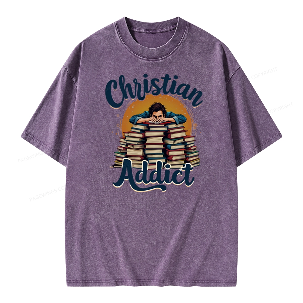 Pagewings Christian Book Addict Unisex Washed T-shirt