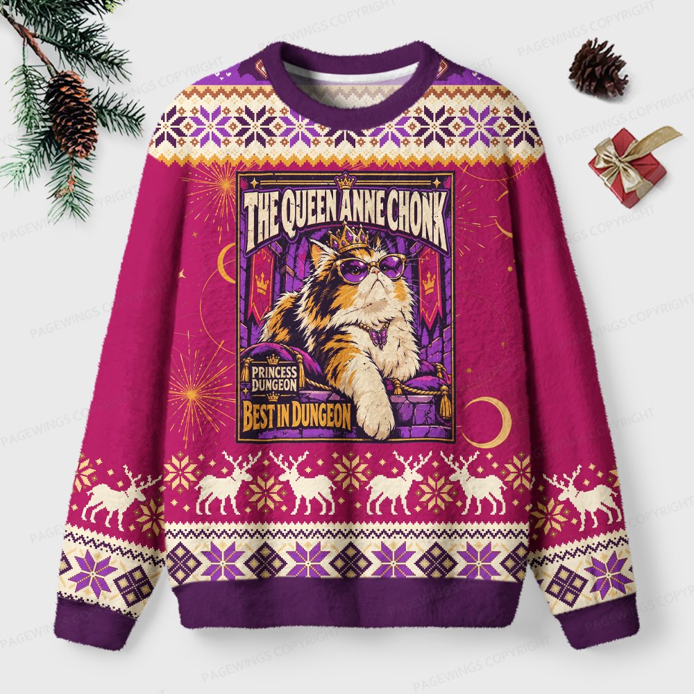 Pagewings Donut The Queen Anne Chonk Unisex Ugly Light Knit Sweatshirt