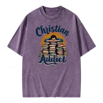 Pagewings Christian Book Addict Unisex Washed T-shirt