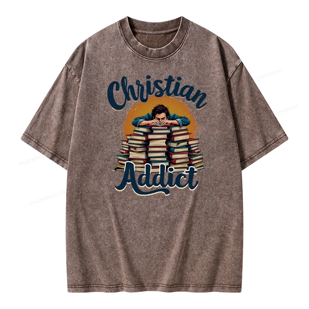 Pagewings Christian Book Addict Unisex Washed T-shirt
