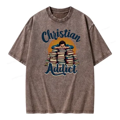 Pagewings Christian Book Addict Unisex Washed T-shirt
