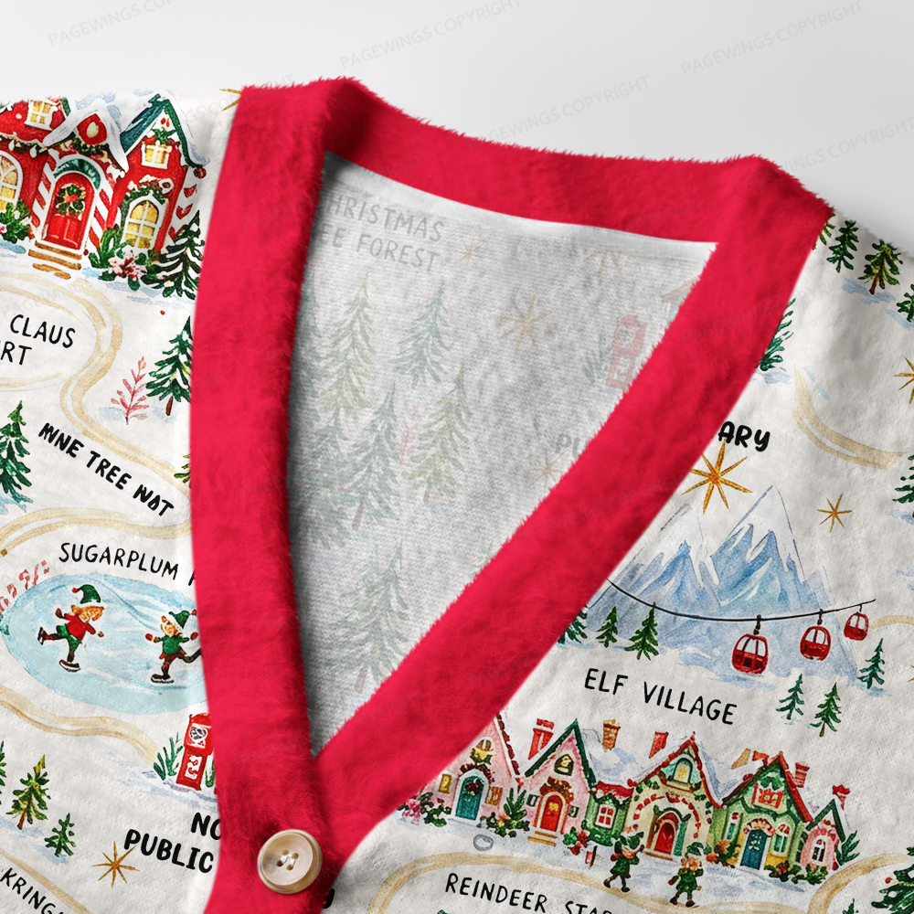 Pagewings Christmas North Pole Light Knit Unisex Cardigan Sweaters