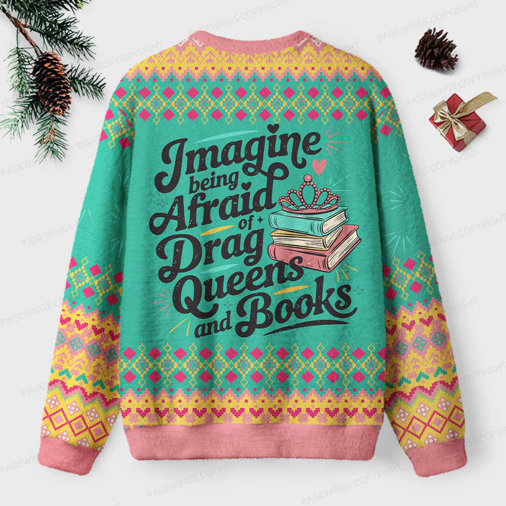 Pagewings Christmas Bookish Unisex Ugly Light Knit Sweatshirt