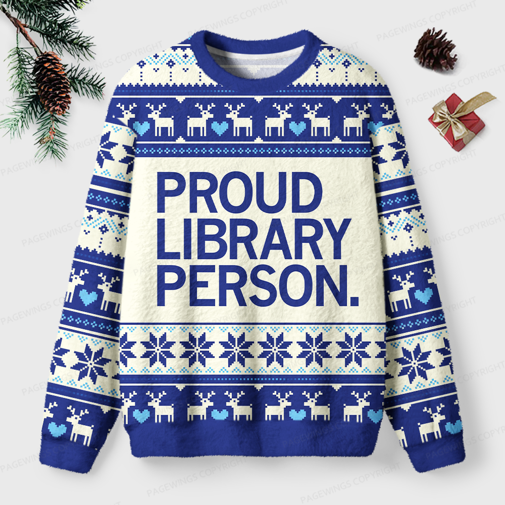 Pagewings Proud Library Person Unisex Ugly Light Knit Sweatshirt