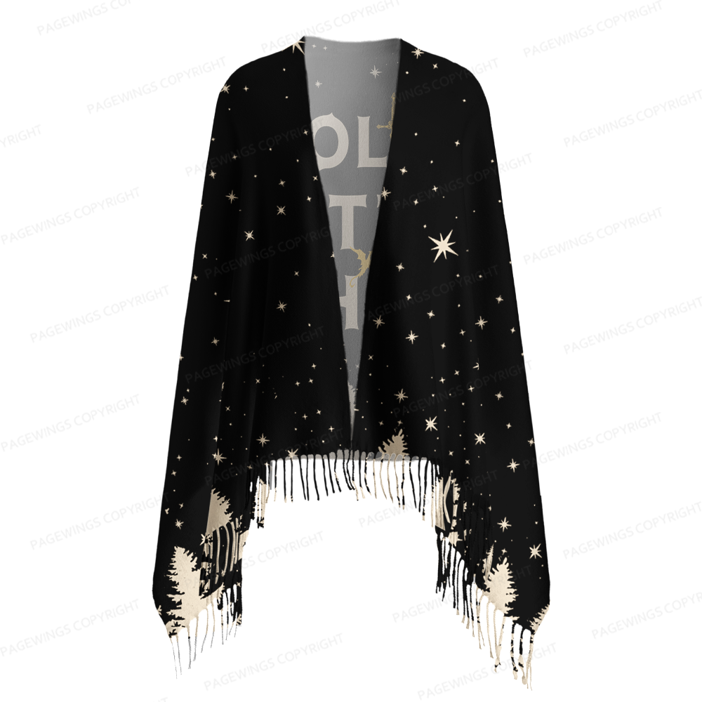 Pagewings Fantasy Book Fan Long Fringe Scarf 