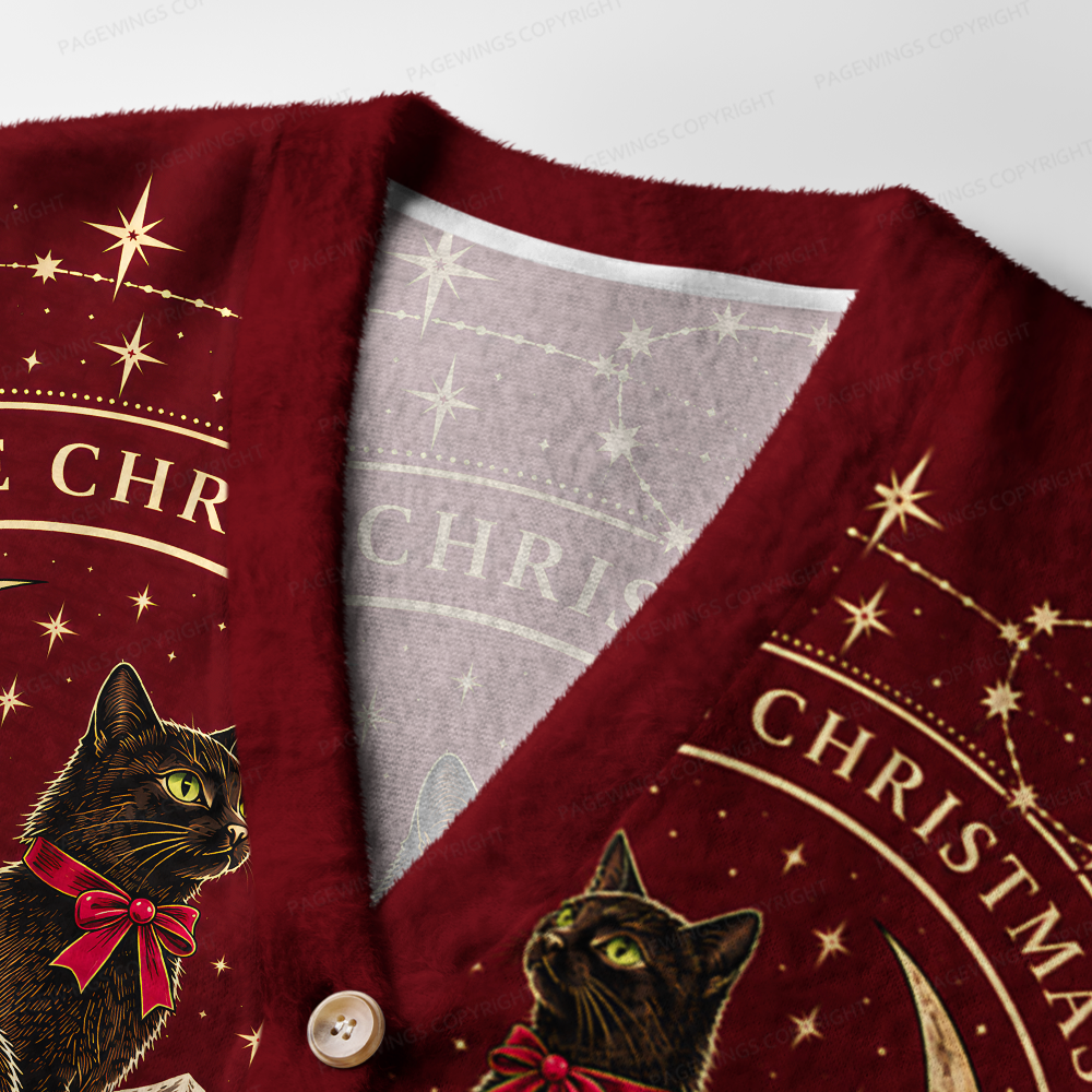 Pagewings Christmas Cat Lover Light Knit Unisex Cardigan Sweaters