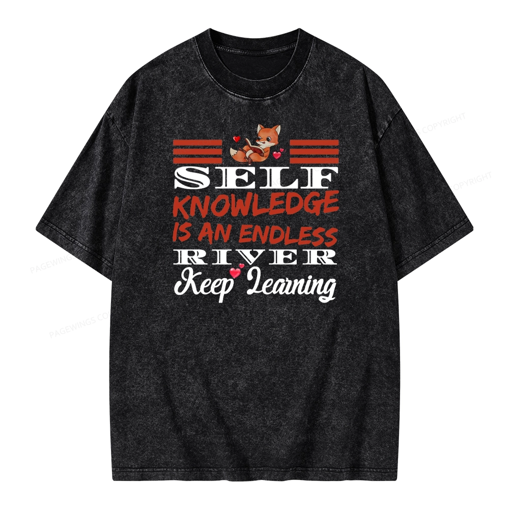 Pagewings Self Knowledge Is An Endless River Unisex Washed T-shirt