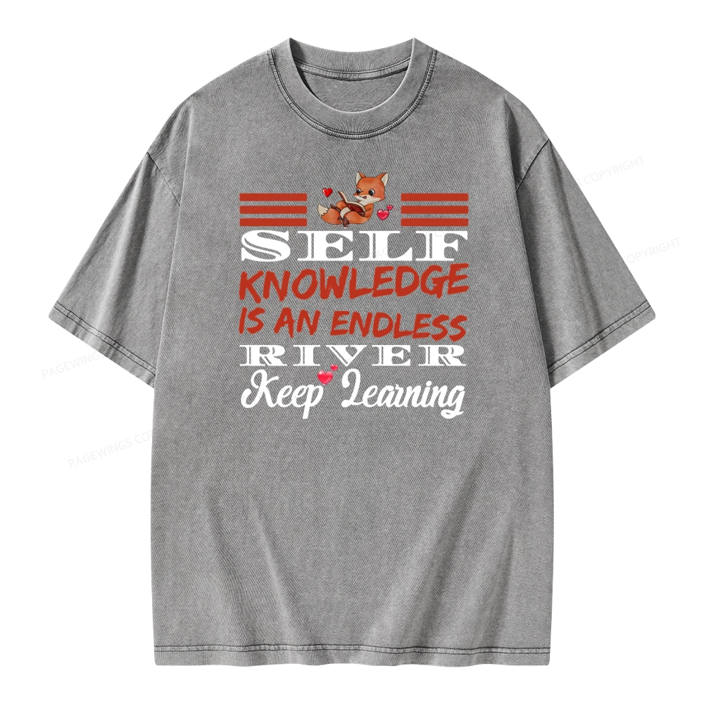 Pagewings Self Knowledge Is An Endless River Unisex Washed T-shirt