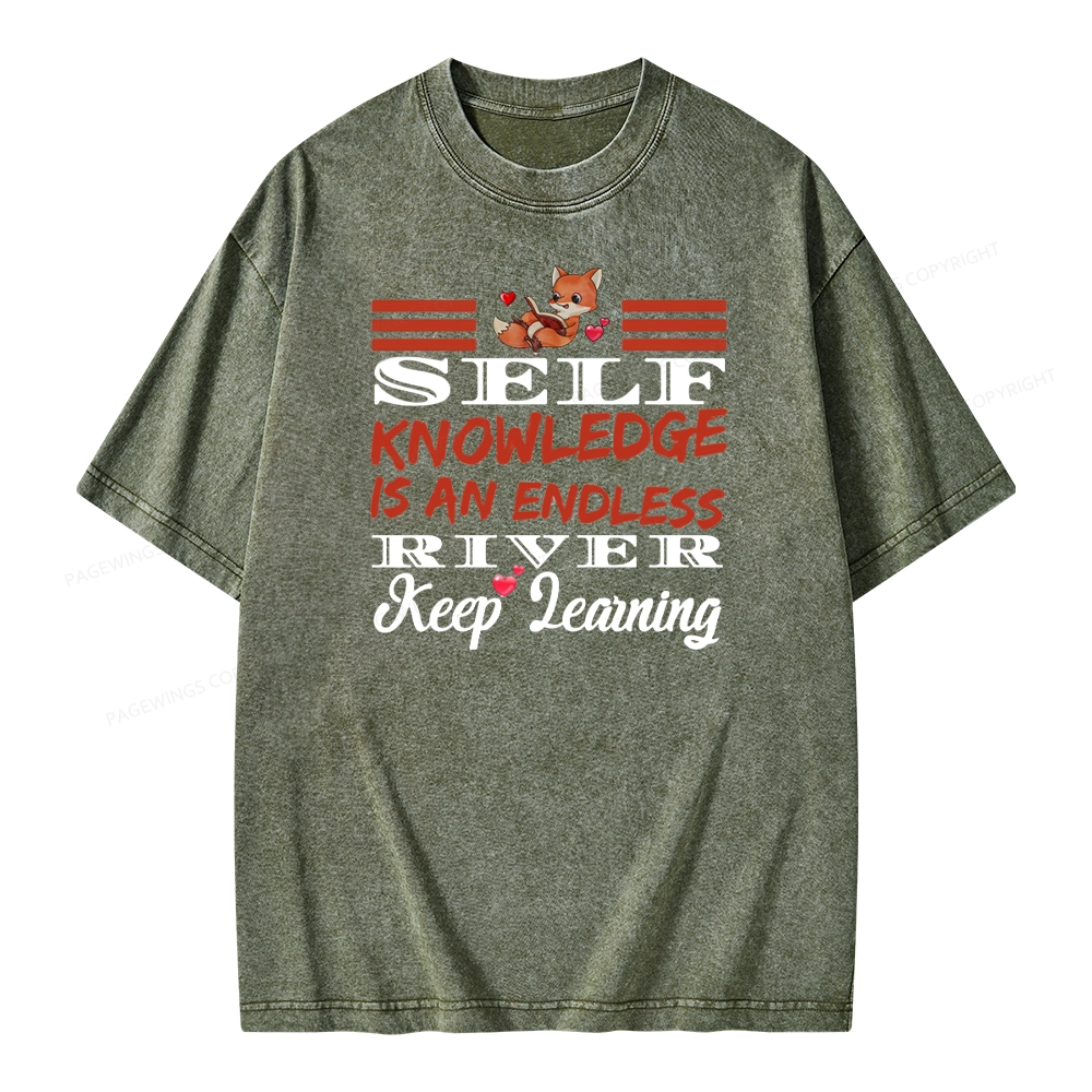 Pagewings Self Knowledge Is An Endless River Unisex Washed T-shirt