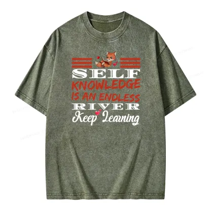 Pagewings Self Knowledge Is An Endless River Unisex Washed T-shirt
