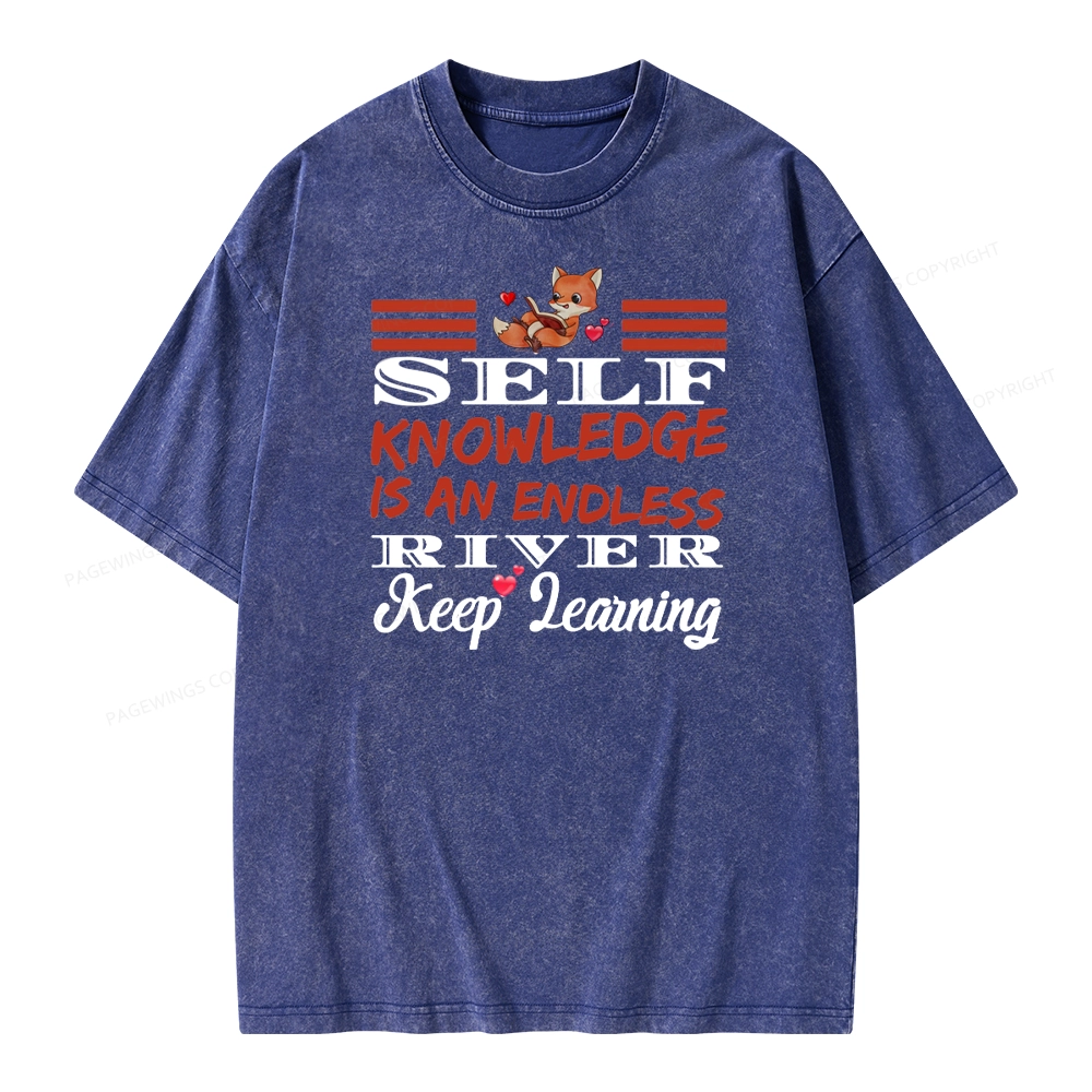 Pagewings Self Knowledge Is An Endless River Unisex Washed T-shirt