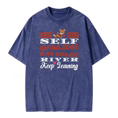 Pagewings Self Knowledge Is An Endless River Unisex Washed T-shirt