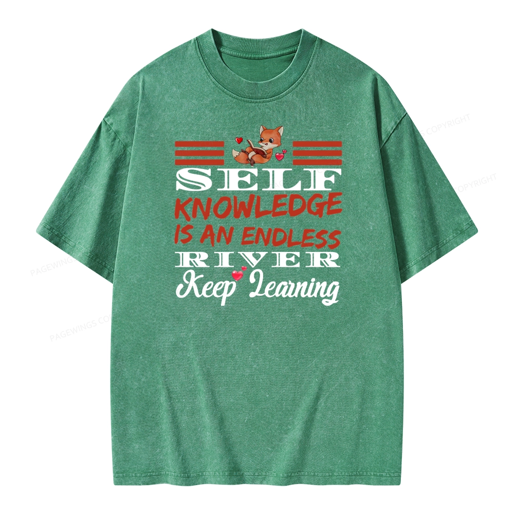 Pagewings Self Knowledge Is An Endless River Unisex Washed T-shirt